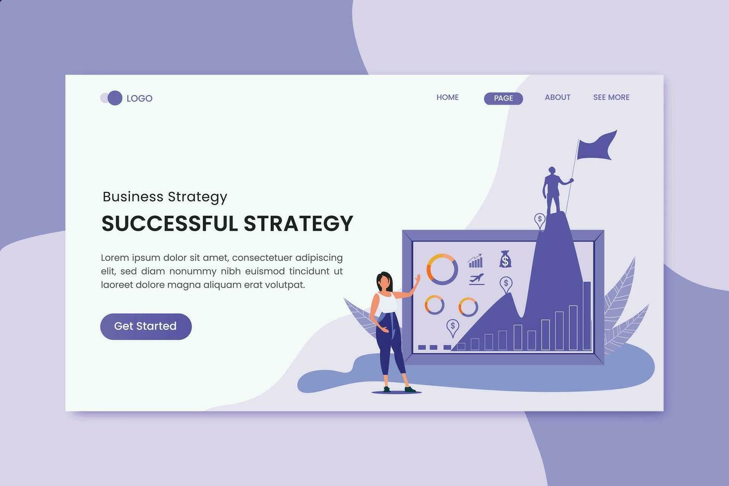 Successful strategy Marketing Landing Page. vector