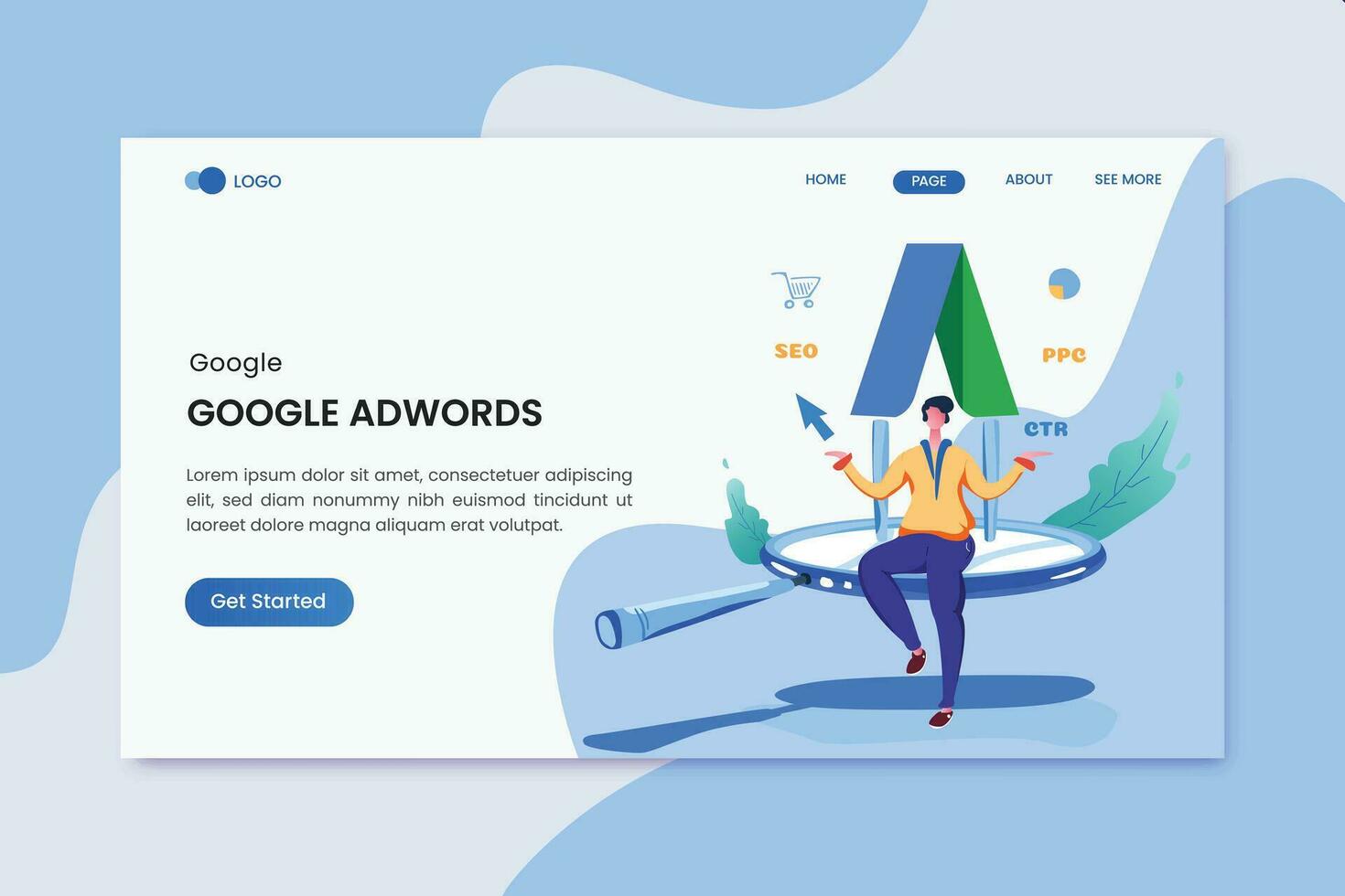 Google Adwards Marketing Landing Page vector