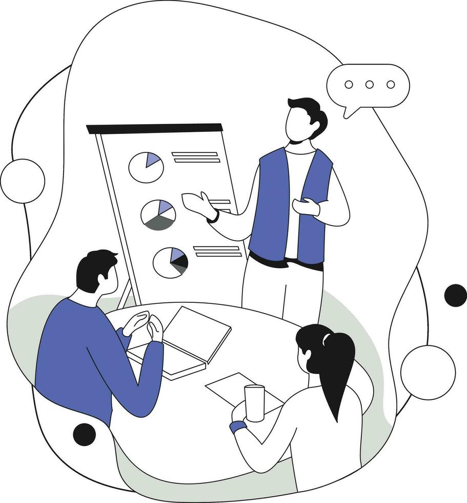 Marketing team meeting, Flat vector illustration