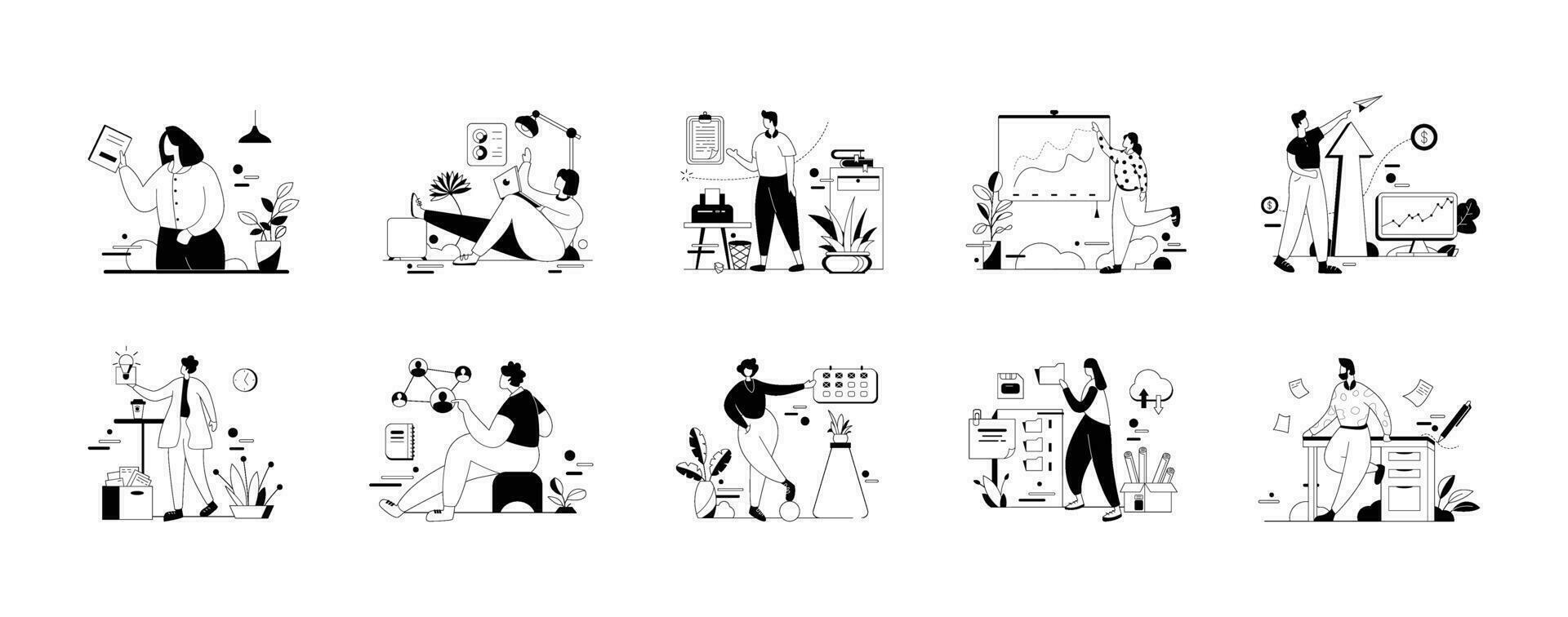 Office Vectors Illustration Flat Line