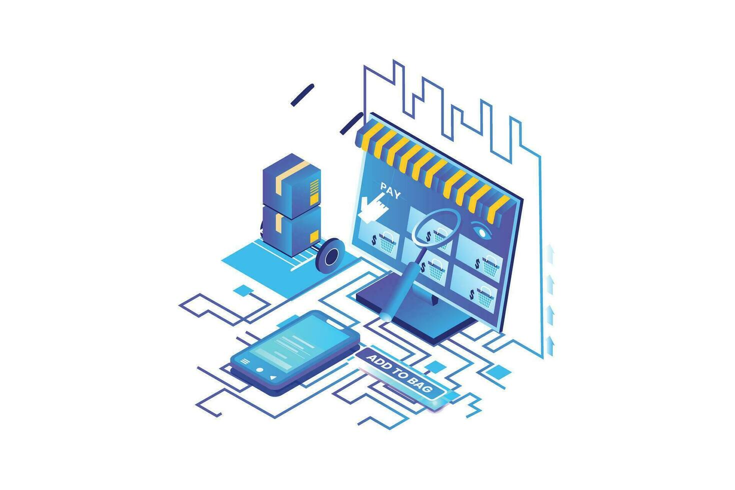 Shopping Pay Online Isometric vector