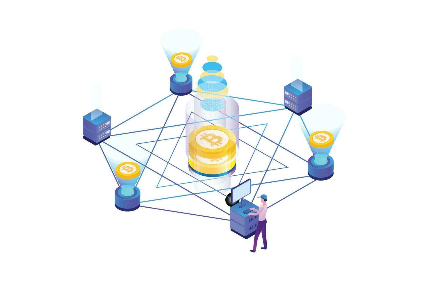 isométrica bitcoin criptomoneda inversión vector