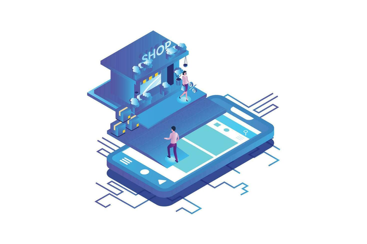 Shopping Online Isometric vector
