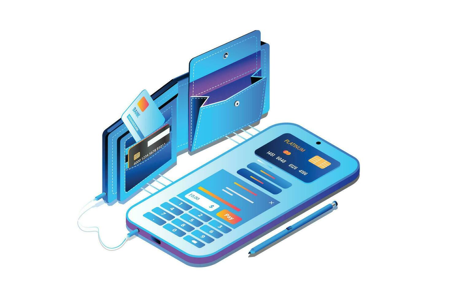 Mobile Payment Via Internet App Isometric vector