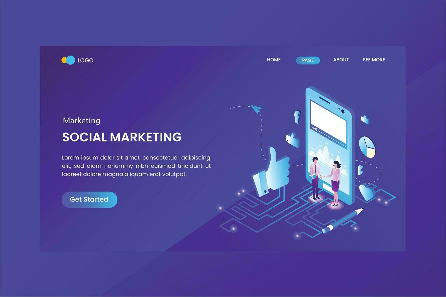 Conversion Marketing Isometric Concept Landing Page vector