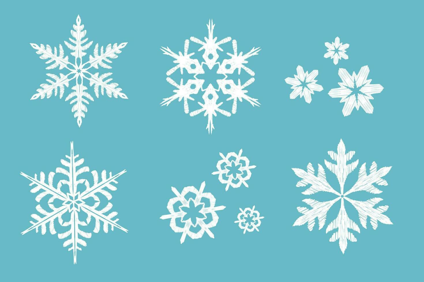 Snowflakes set elements isolated for Christmas winter decoration. vector