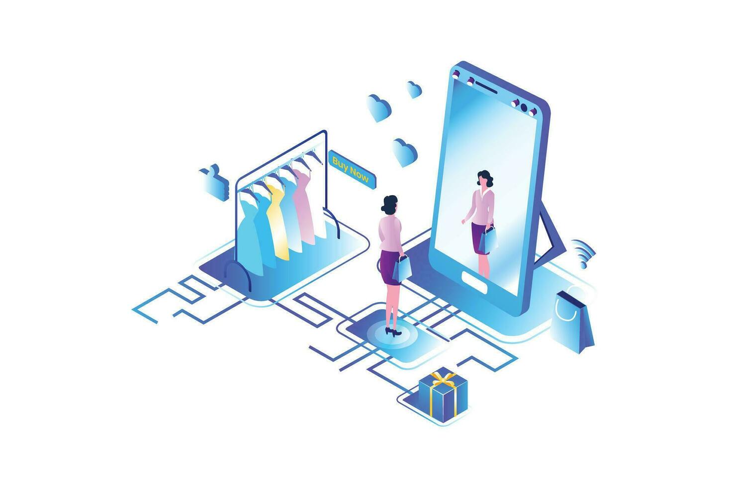 Online Shopping Isometric vector