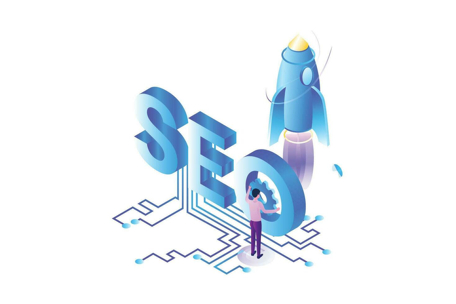 SEO and Digital Marketing Isometric vector
