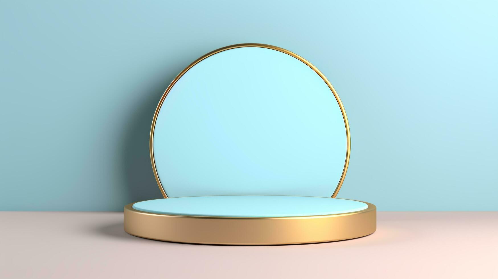 3d podium with pastel blue wall background, AI Generative photo