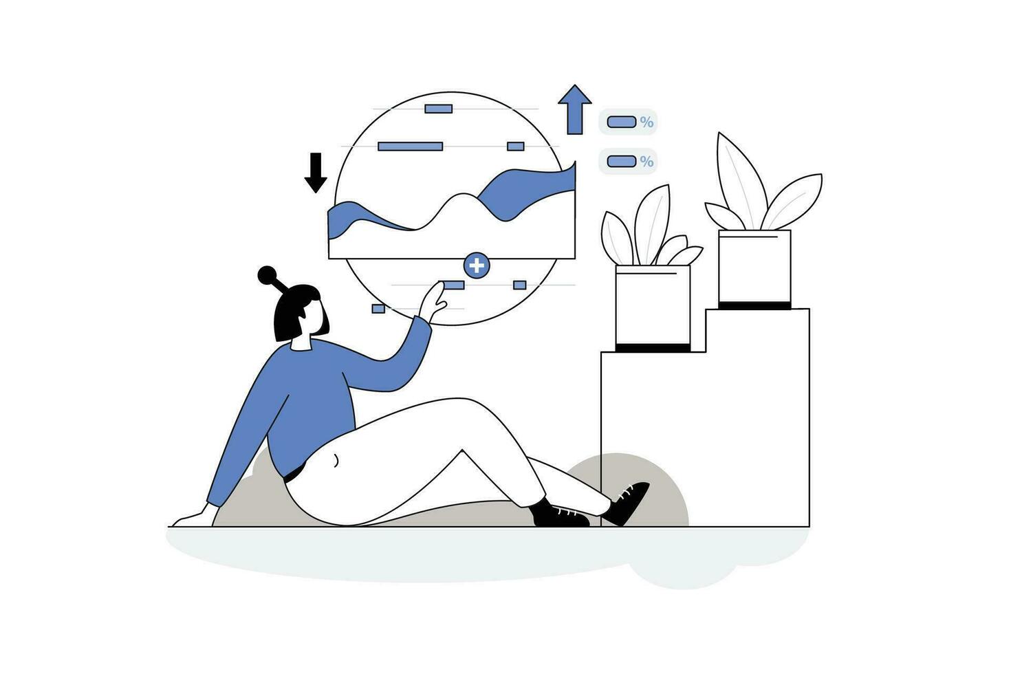 Stock index, Business Finance Vectors Illustration Flat Line