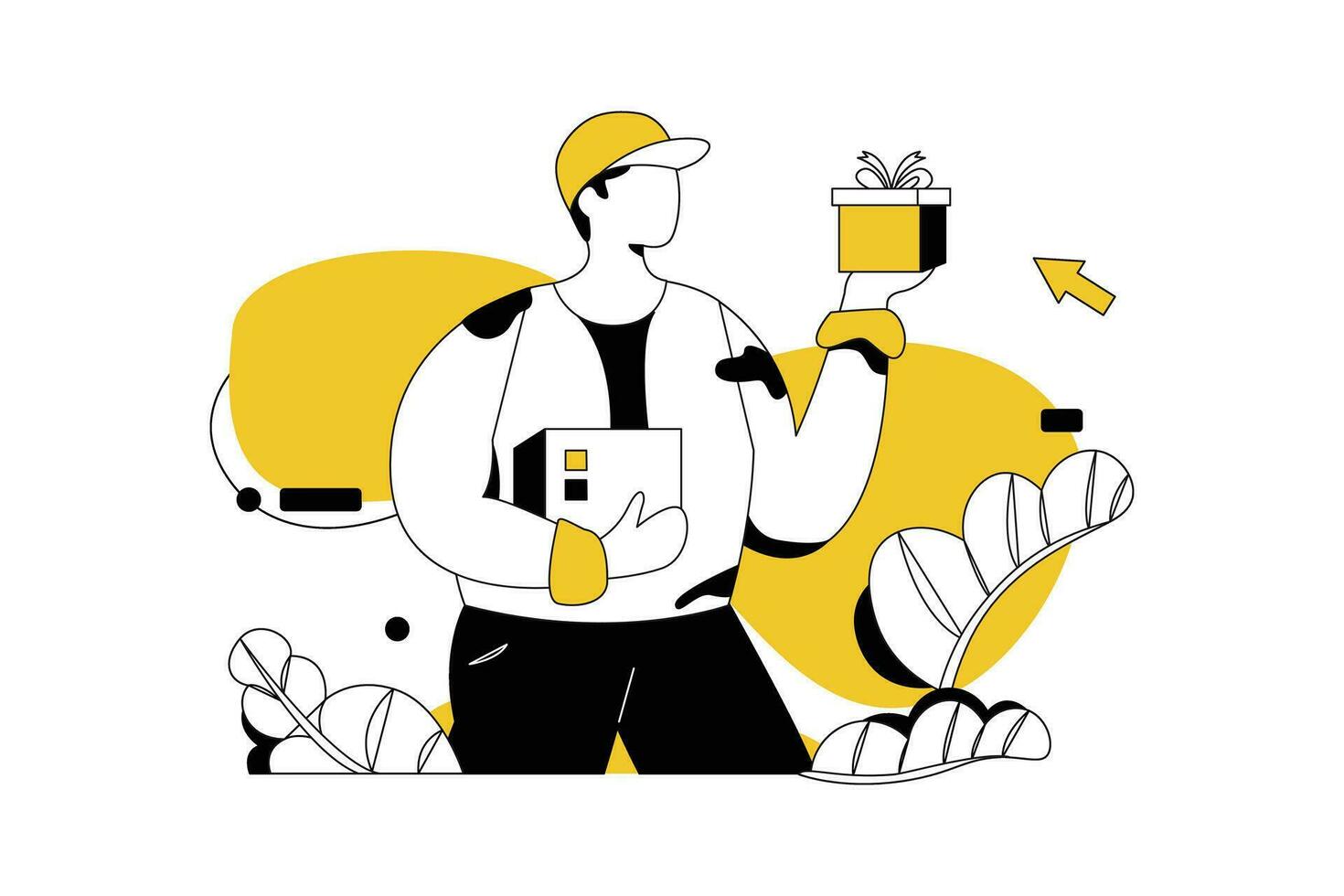 Delivery staff gift, Business Flat Style Illustration vector