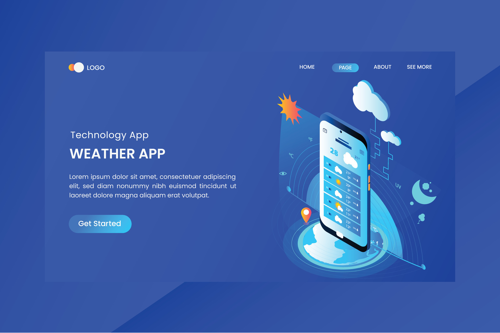 Weather App Isometric Concept Landing Page 32471754 Vector Art at Vecteezy