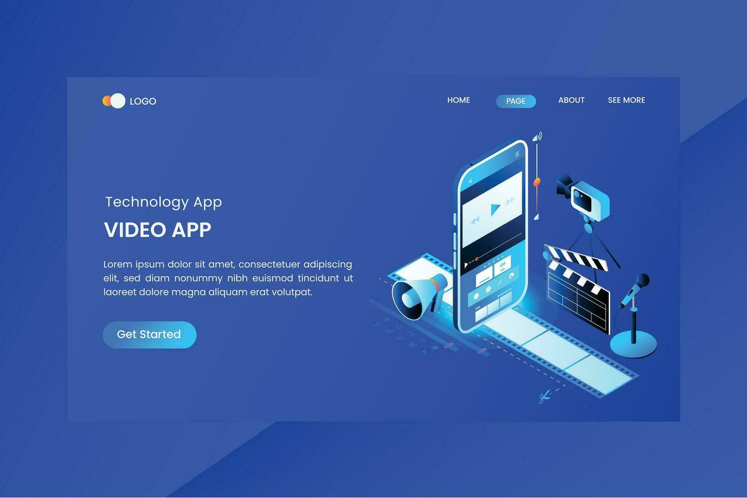 Film App Isometric Concept Landing Page 32471799 Vector Art at Vecteezy