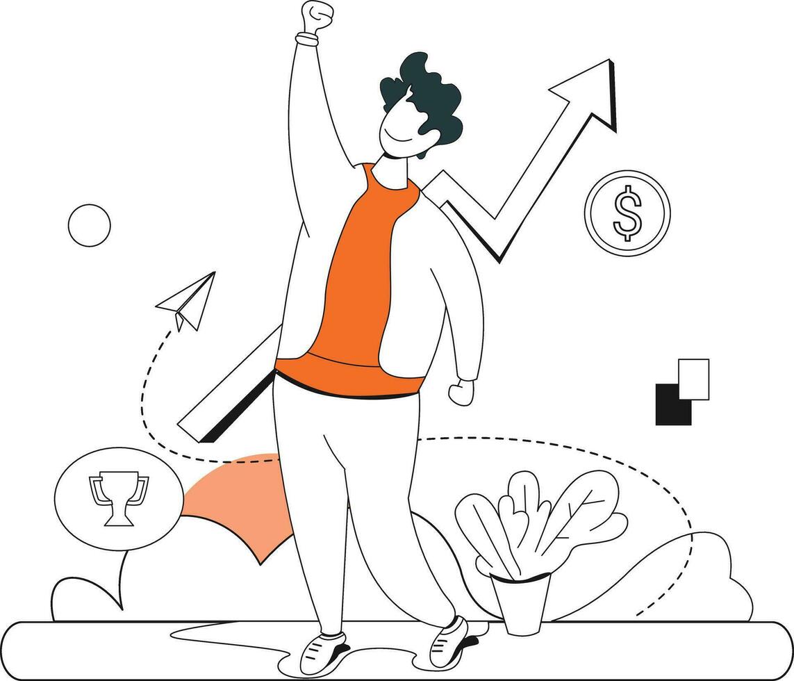 Job Success. Flat vector illustrations