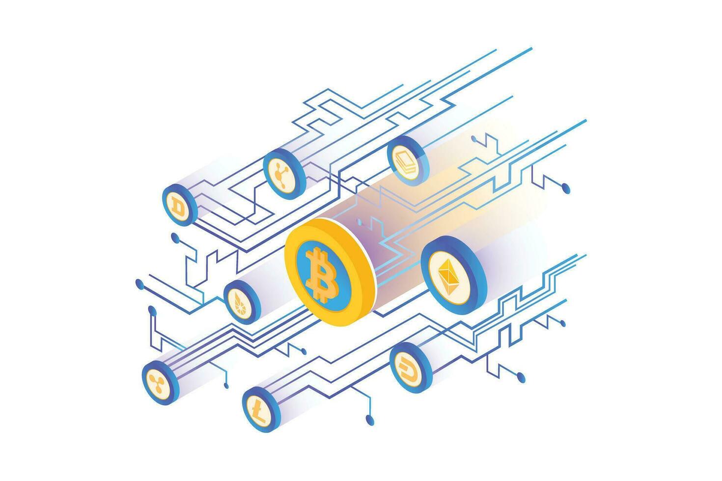 Bitcoin Cryptocurrency- Flat vector