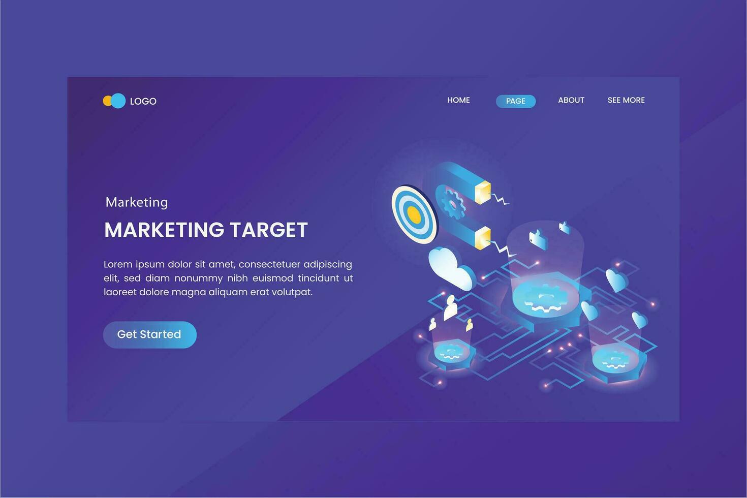 Business Target Goal Marketing Isometric Landing Page vector
