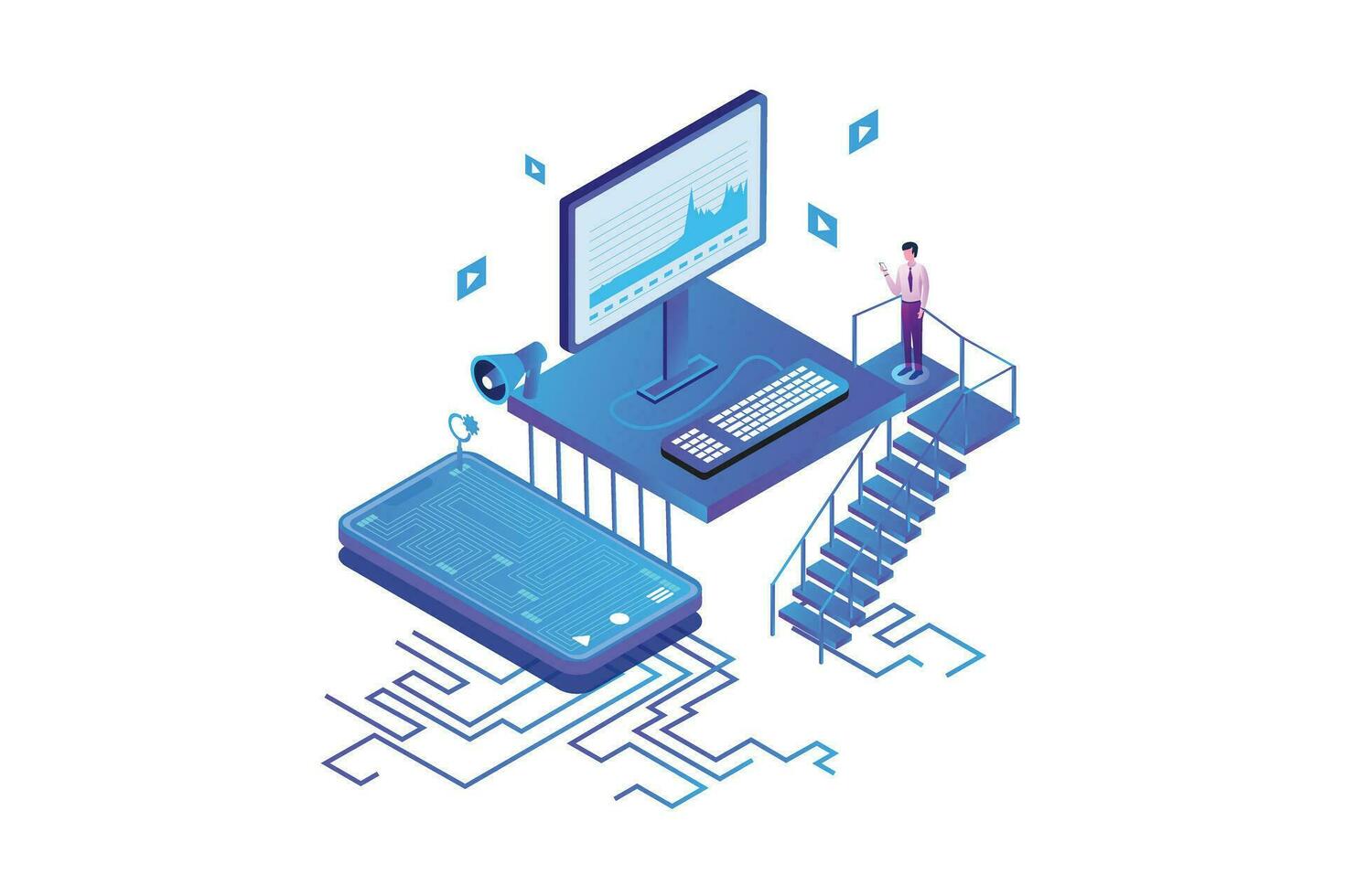 Isometric Marketing Analysis vector