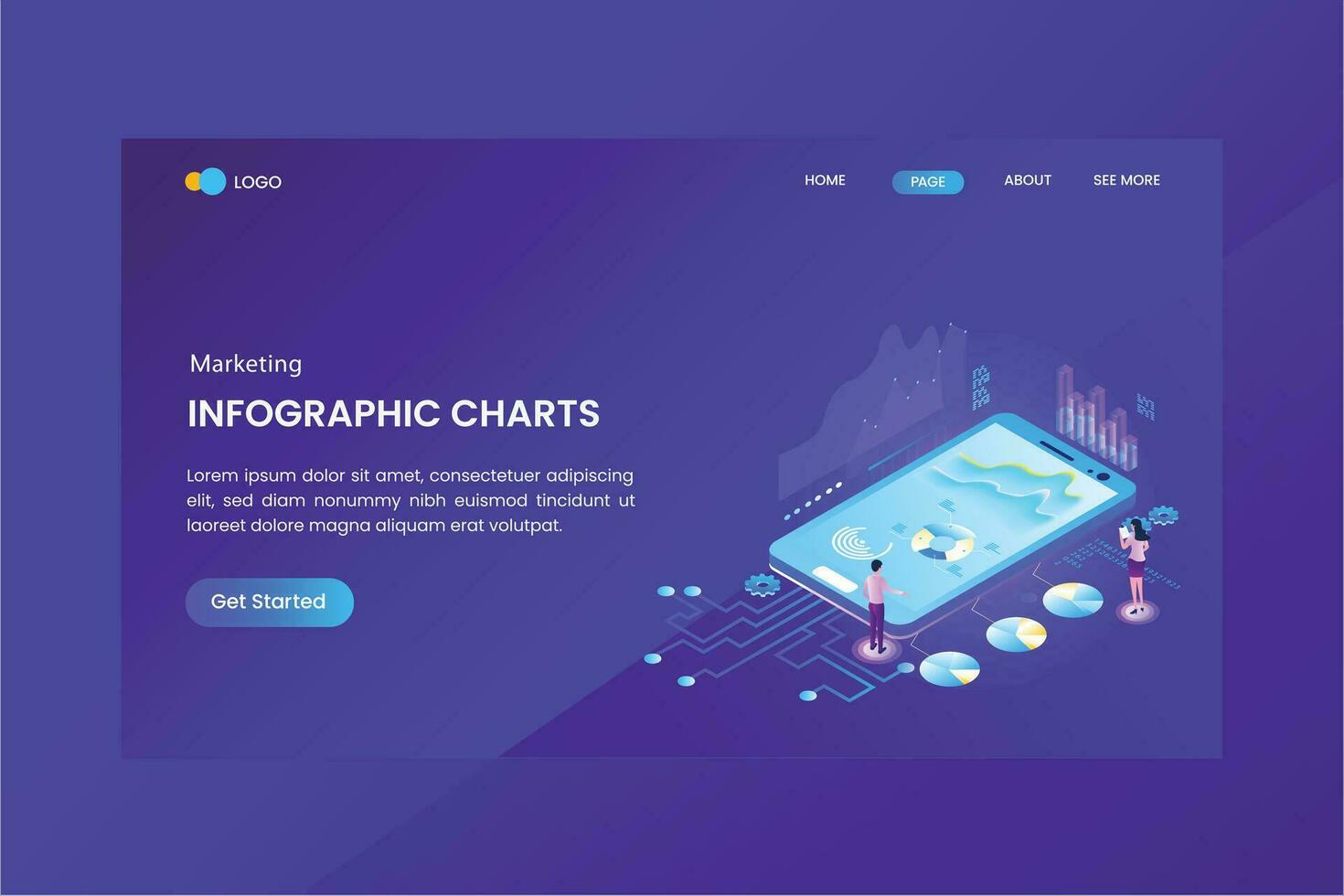 Marketing Strategy Isometric Concept Landing Page vector