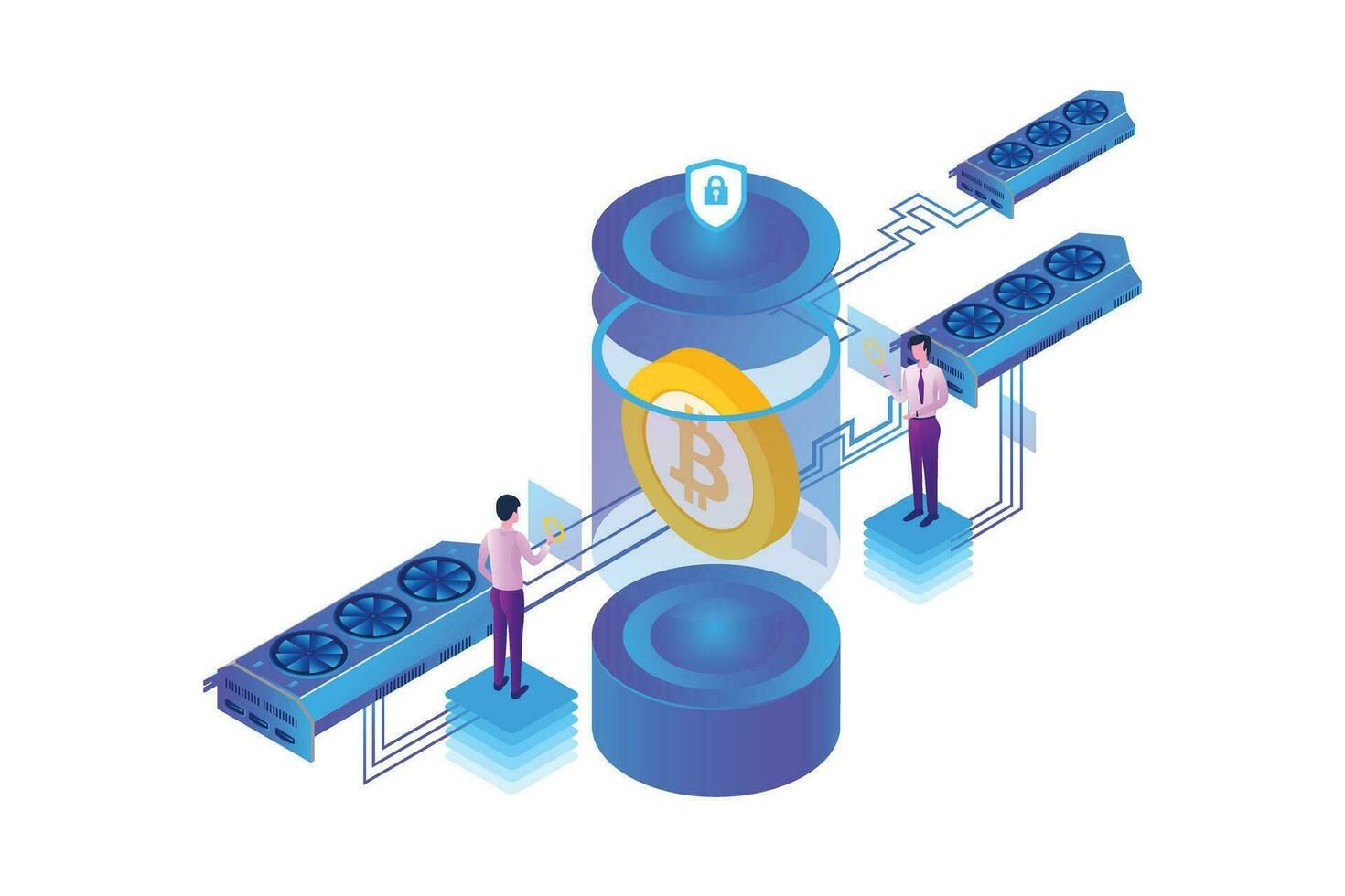 Isometric Bitcoin Cloud vector