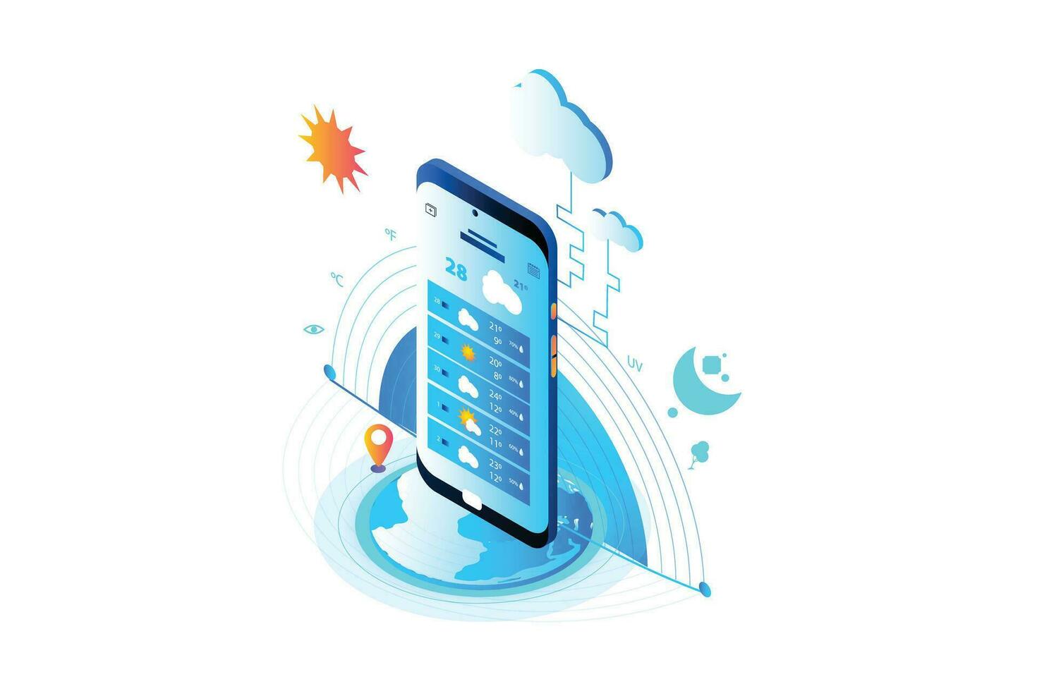 Weather App Isometric vector