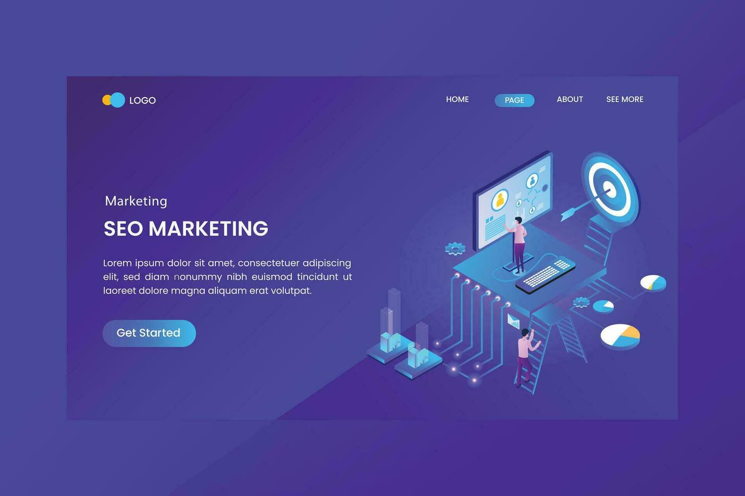 Target Marketing Isometric Concept Landing Page vector