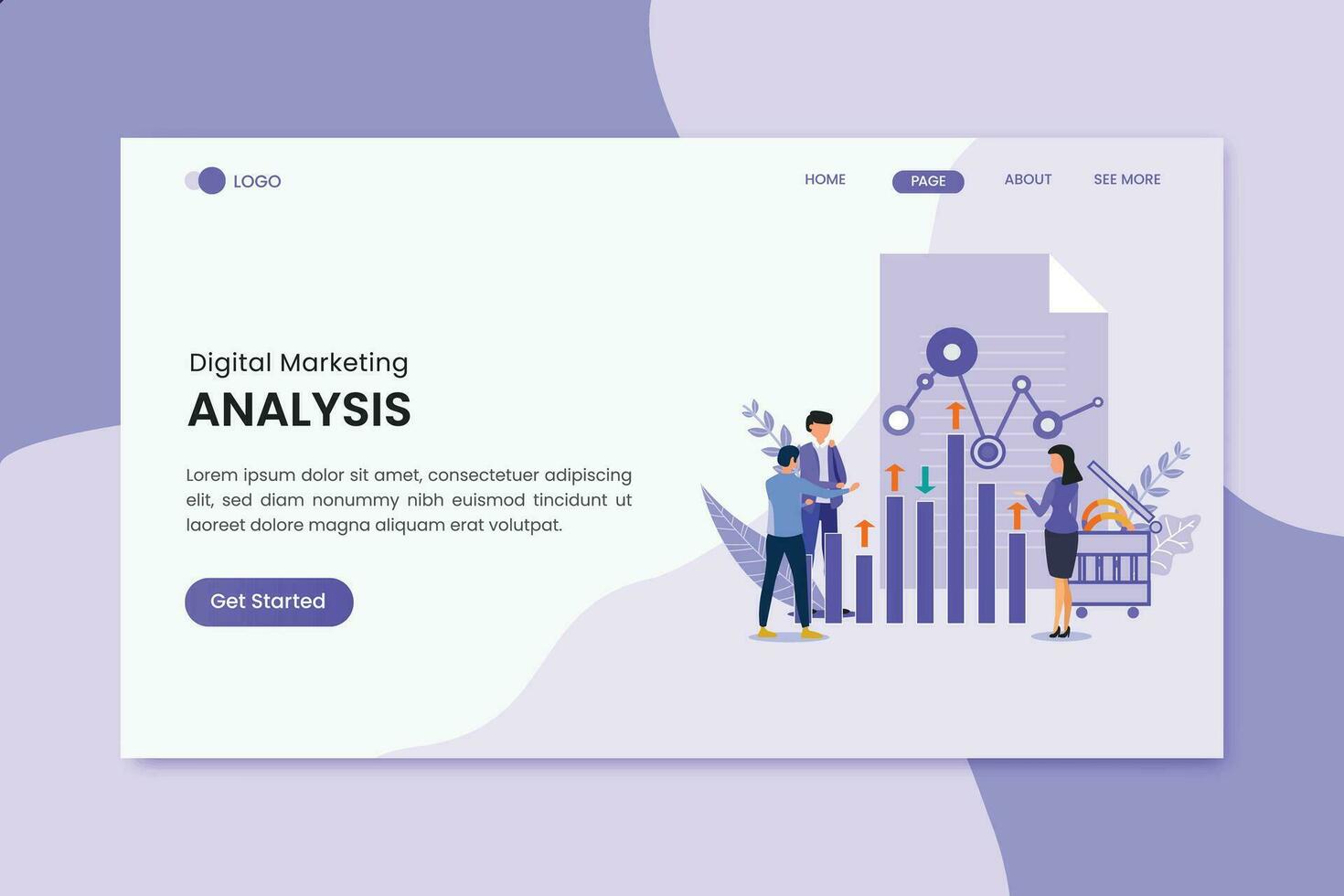 Analysis Digital Marketing Landing Page vector