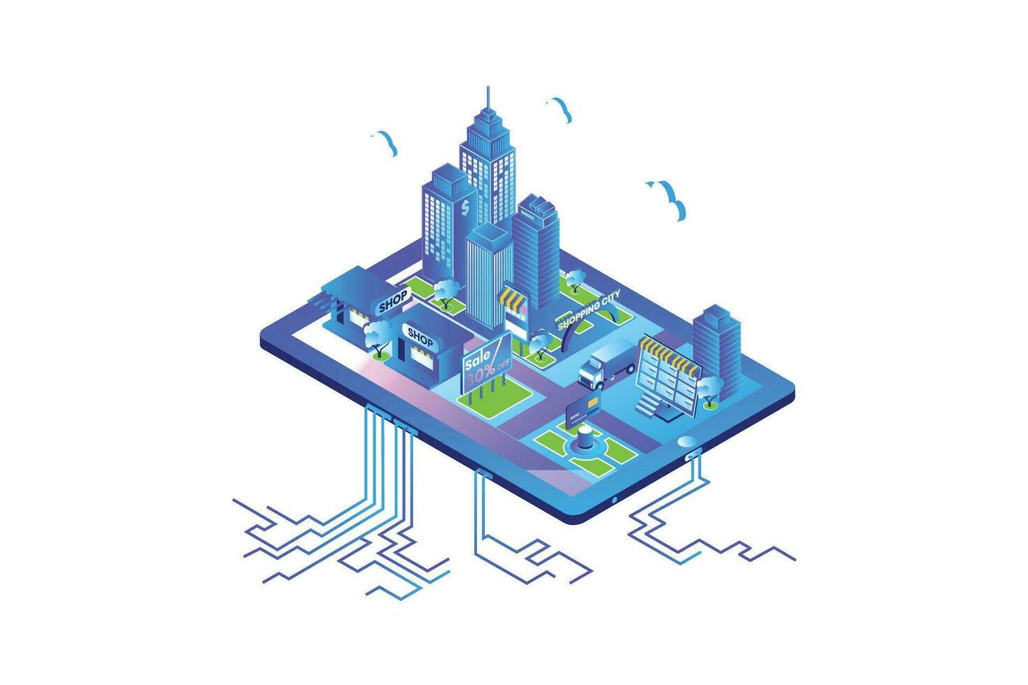 Shopping City Isometric vector