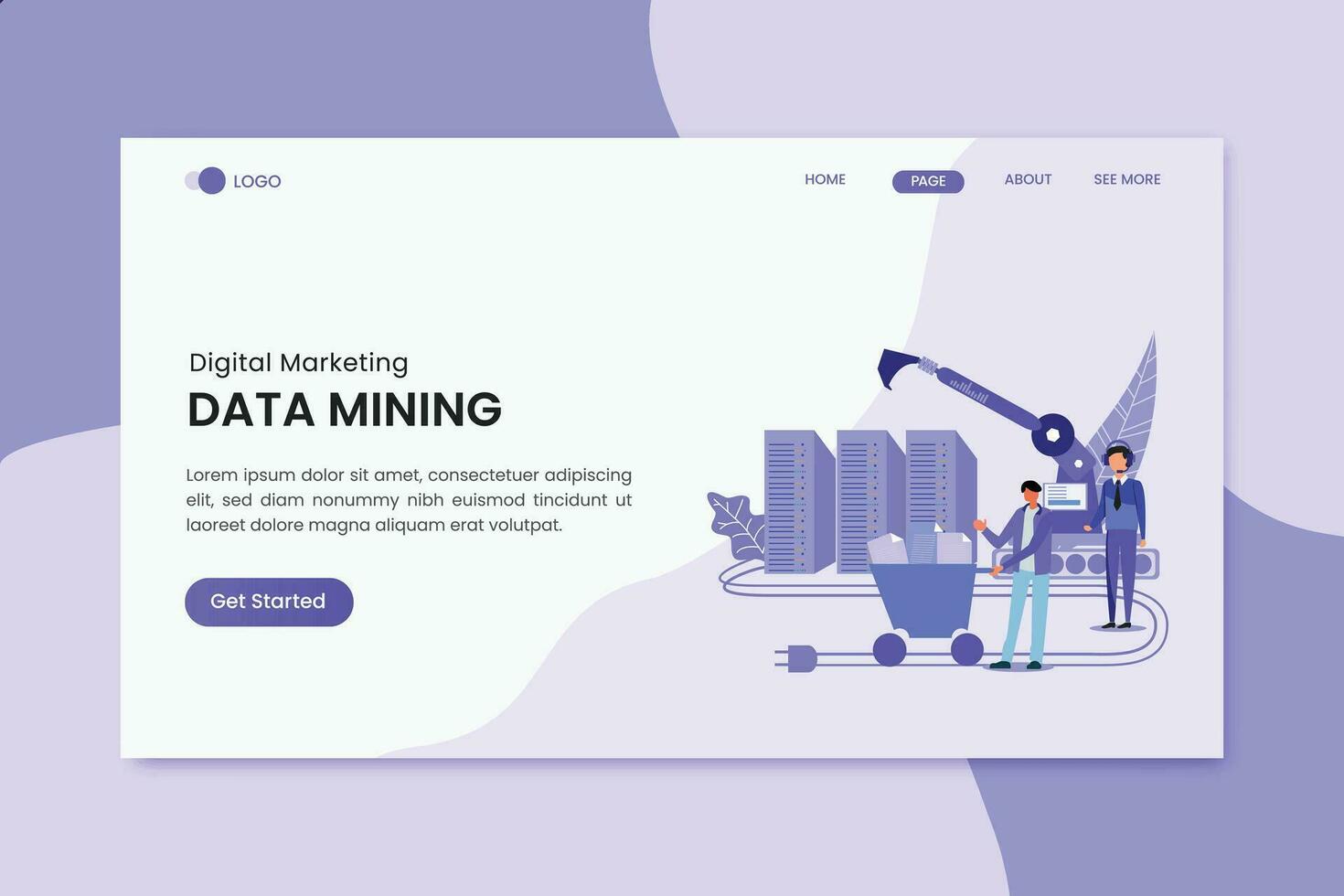 Data Mining Marketing Landing Page vector