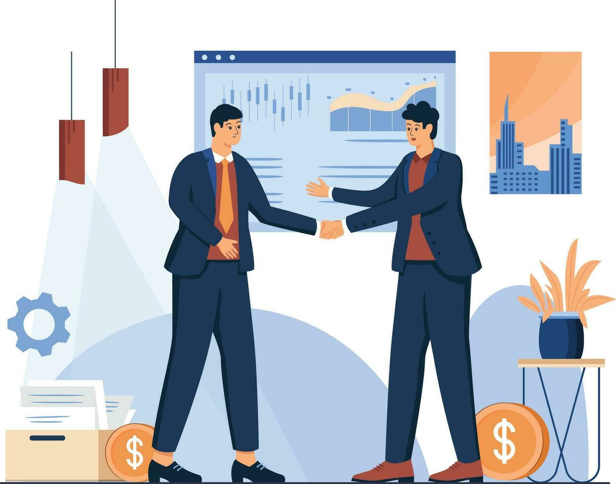 Business Cooperation Vector Illustration Flat