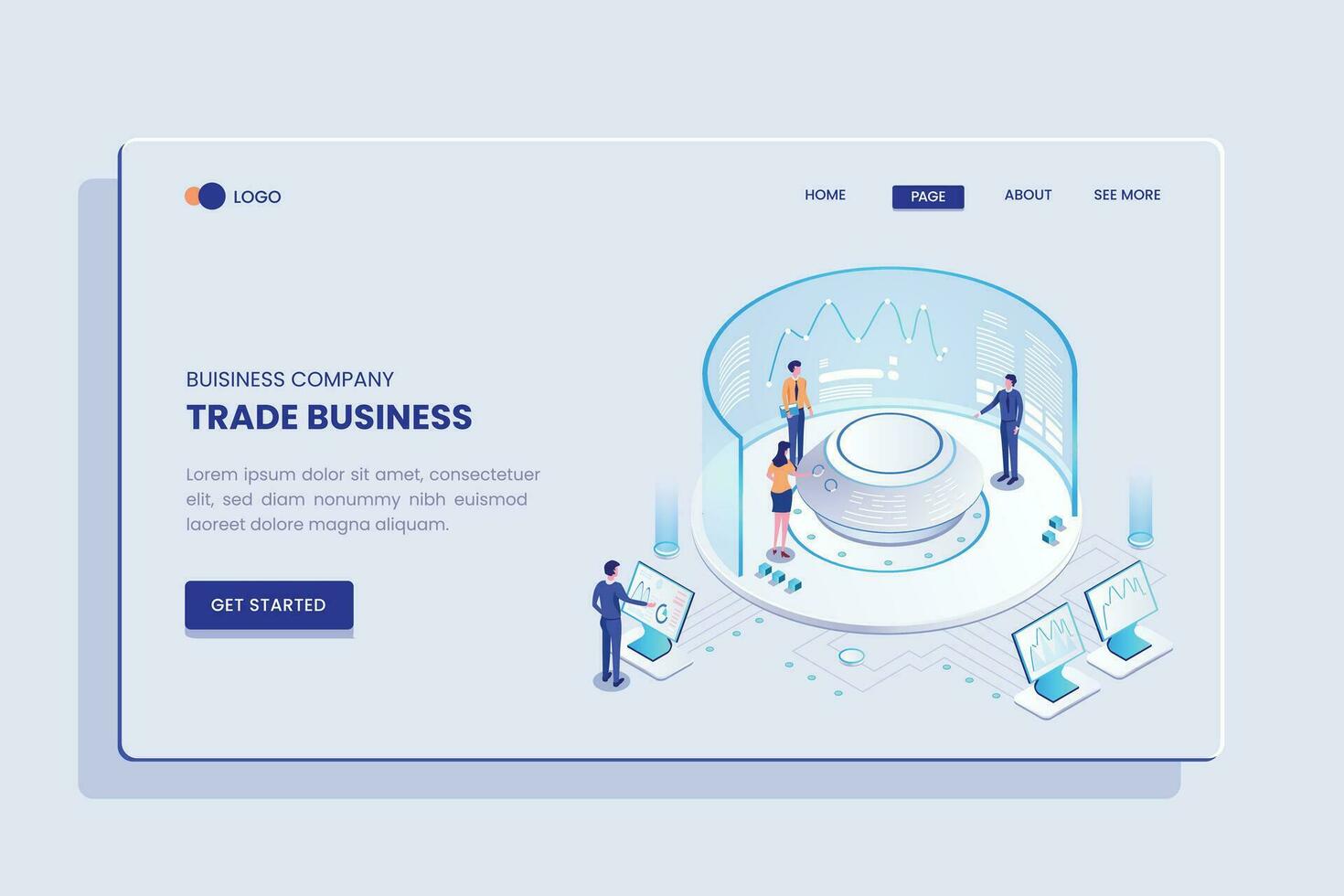 Trade Business Isometric Concept Landing Page vector