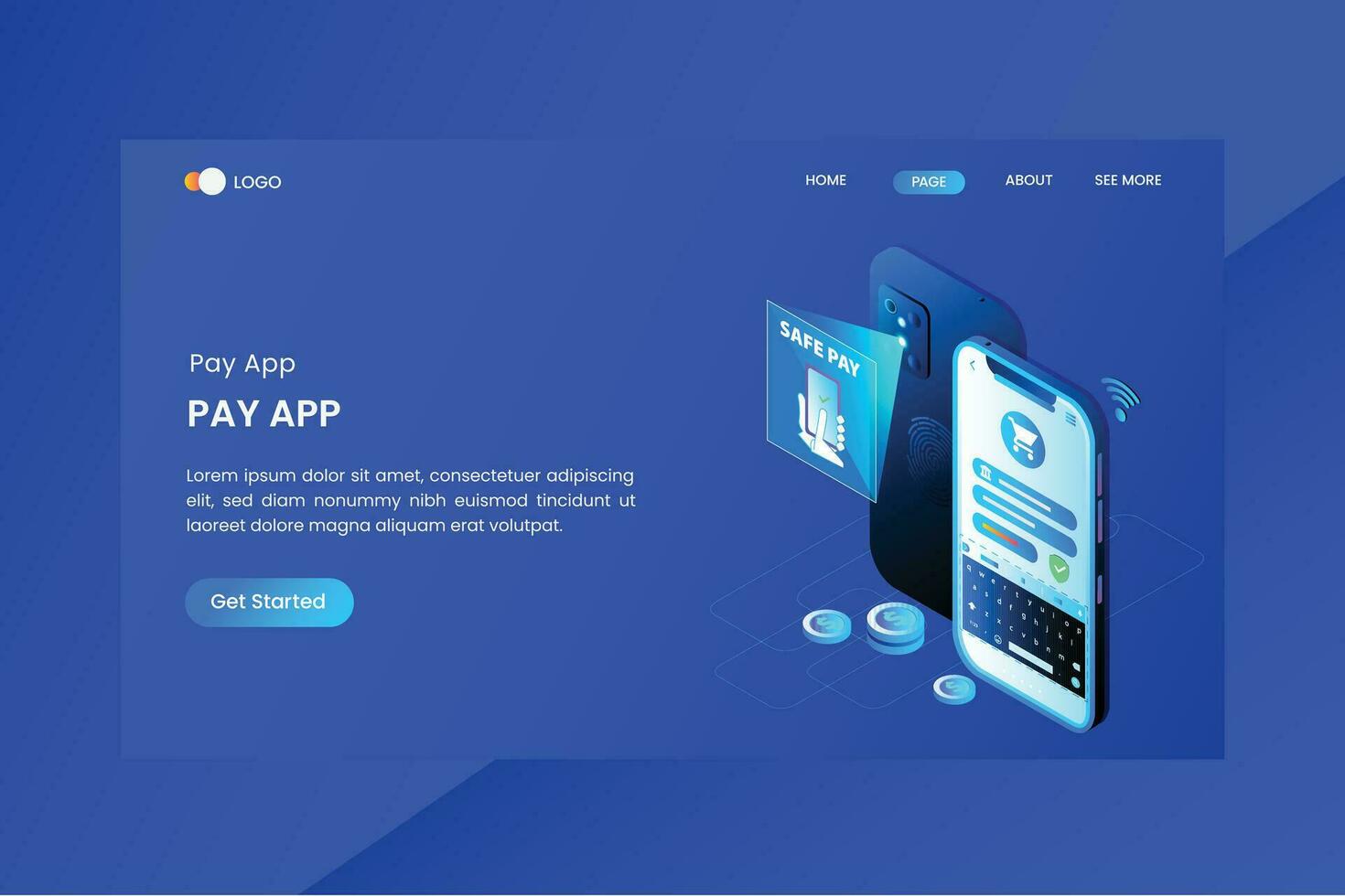 App Pay Online Isometric Concept Landing Page vector