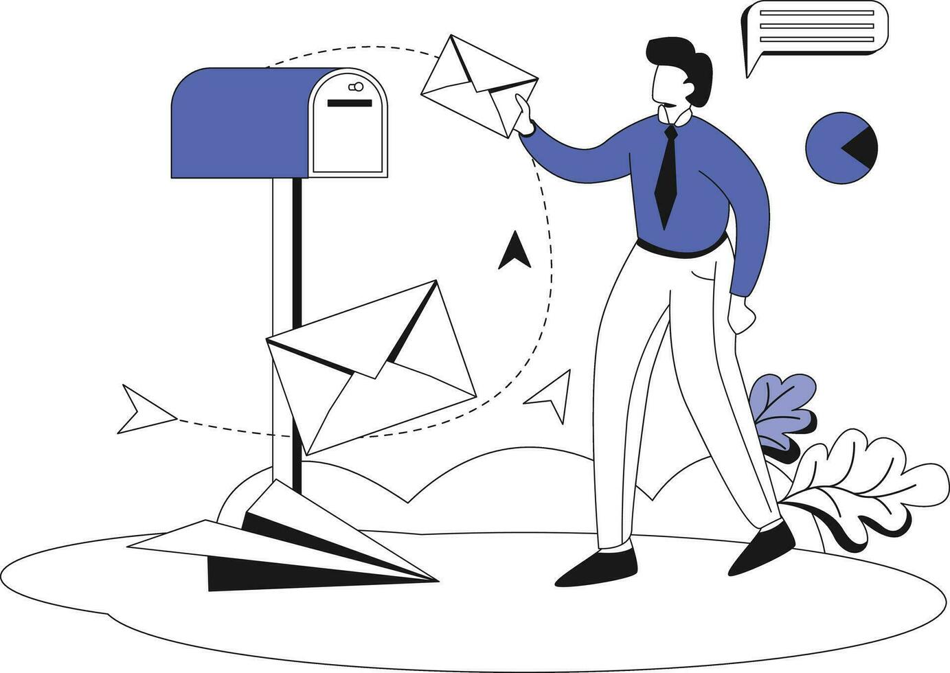 Inbox attachments, Flat vector illustration