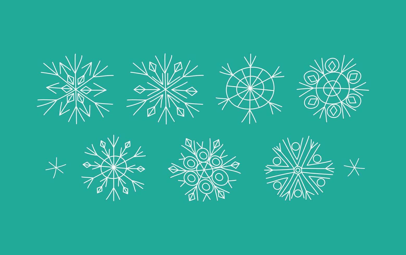 conjunto de garabatear copos de nieve. nuevo años Navidad decoración. invierno, frío, estación, hielo. invierno vector ilustración, aislado antecedentes.