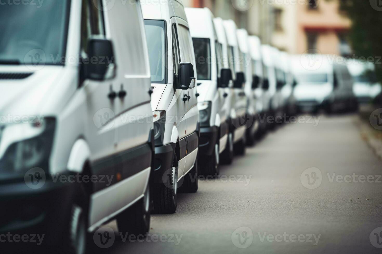 Row of delivery vans. Freight transportation. Generative AI photo