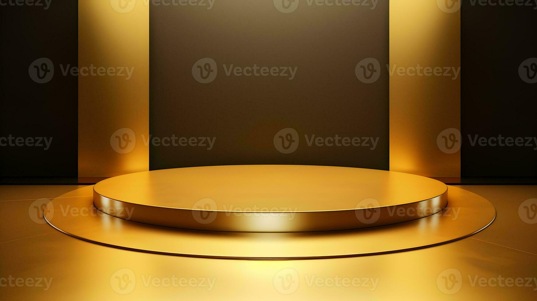 Products display podium background, luxury gold geometric platform, AI generative photo