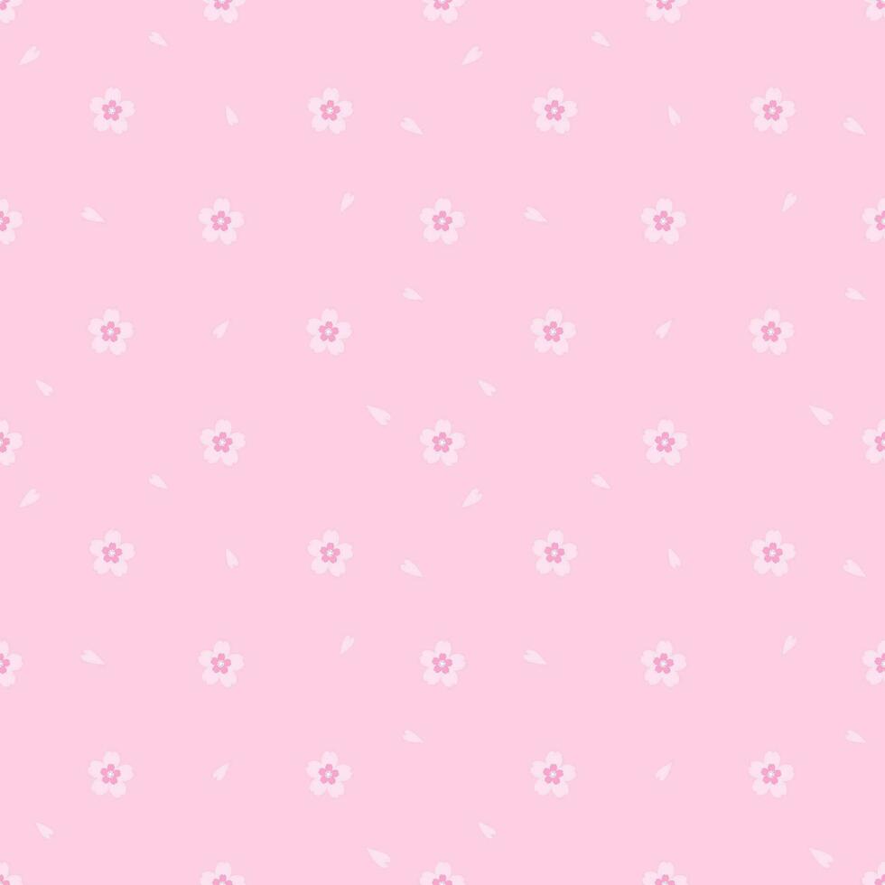 Seamless pattern of Sakura flowers, cherry blossoms, floral background in pink vector