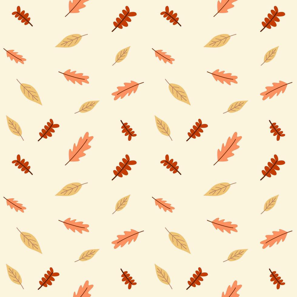 Seamless pattern of autumn leaves in autumn, fall season for background, design, paper wrap vector