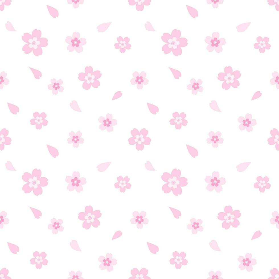 Seamless pattern of Sakura flowers, cherry blossoms, floral background in pink vector