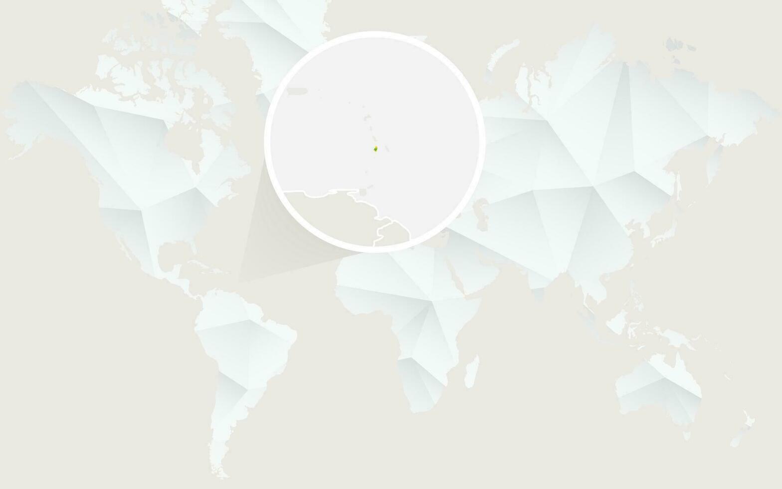 Saint Vincent and the Grenadines map with flag in contour on white polygonal World Map. vector