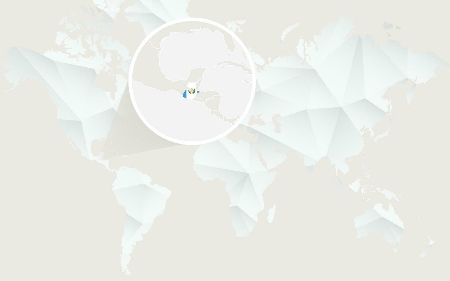 Guatemala mapa con bandera en contorno en blanco poligonal mundo mapa. vector