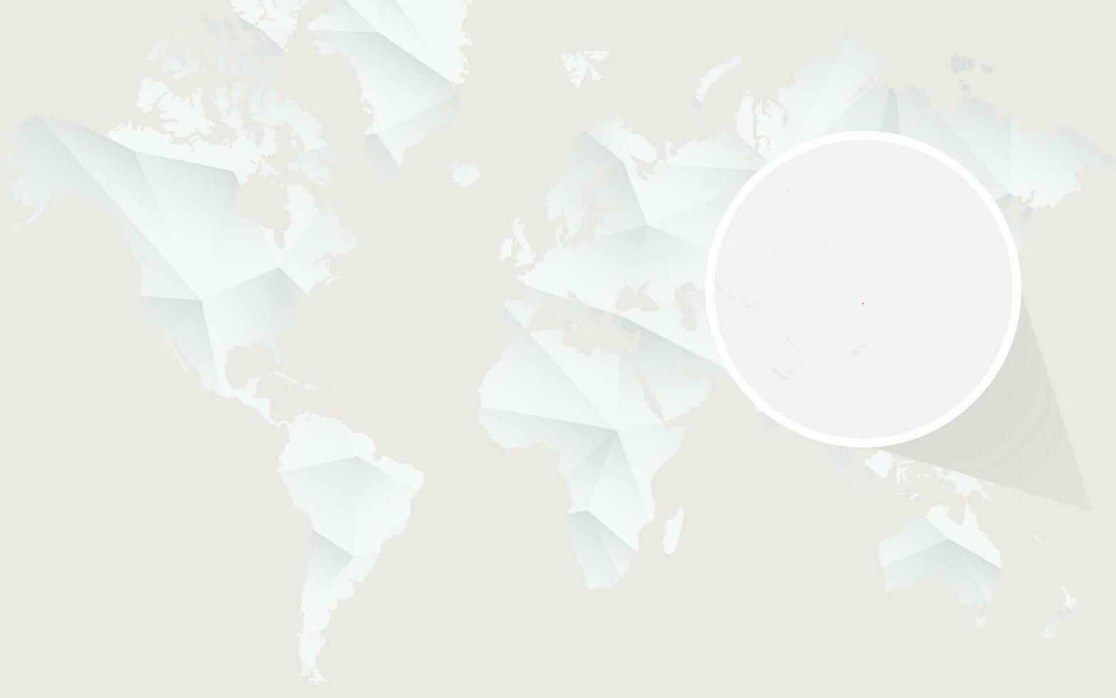 Tuvalu map with flag in contour on white polygonal World Map. vector