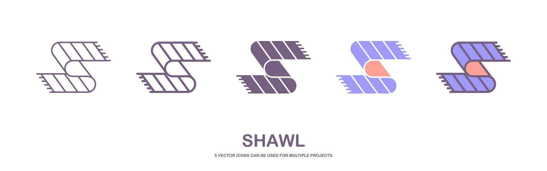 Set of shawl outline vector icon. outline shawl icon, flat vector simple element illustration isolated on white background.