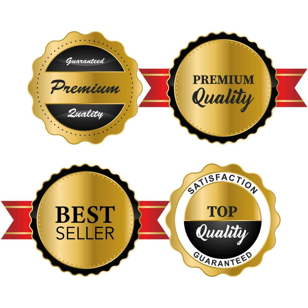 Luxury gold badges and labels premium quality product. vector