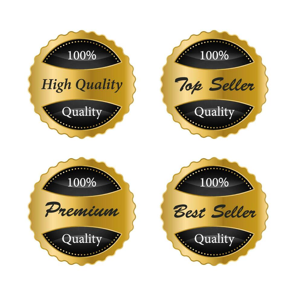 Luxury gold badges and labels premium quality product. vector