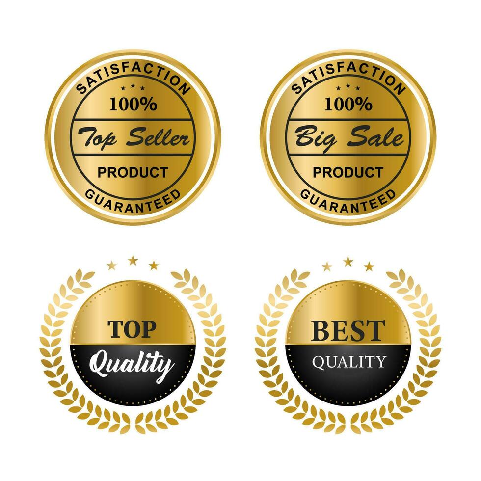 Luxury gold badges and labels premium quality product. vector