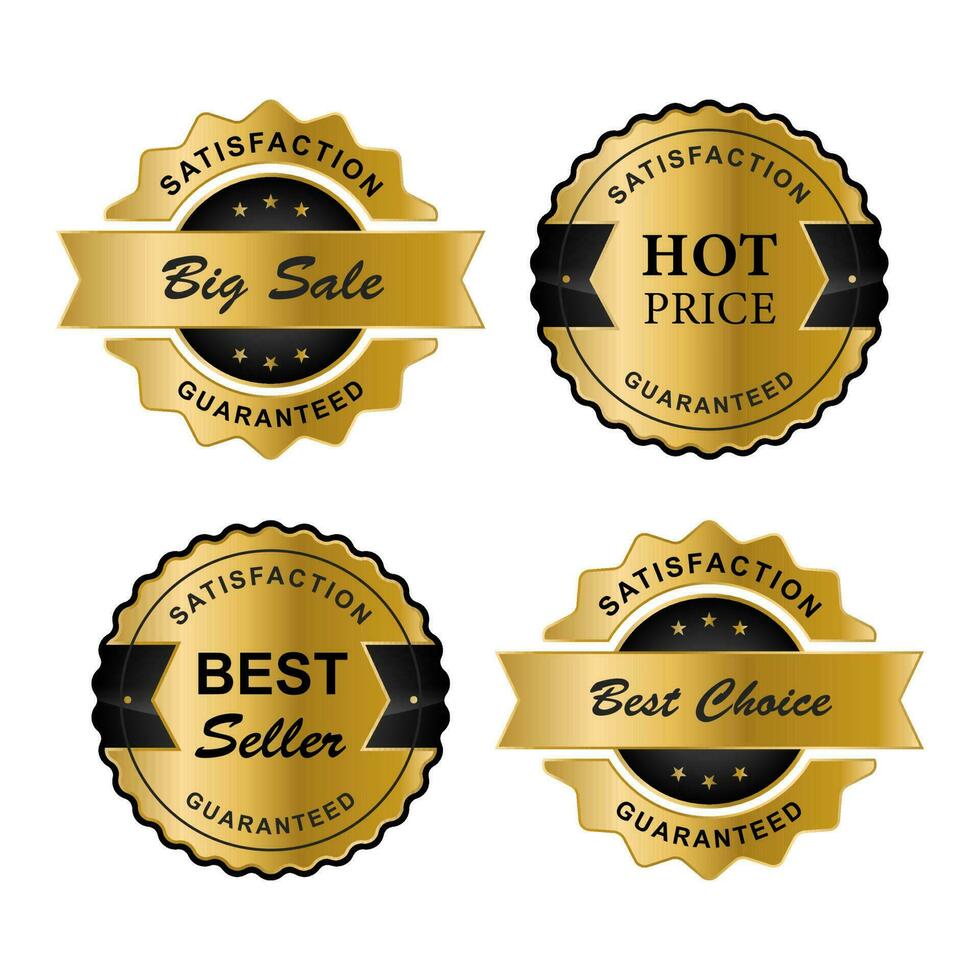 A golden collection of various badges and labels vector