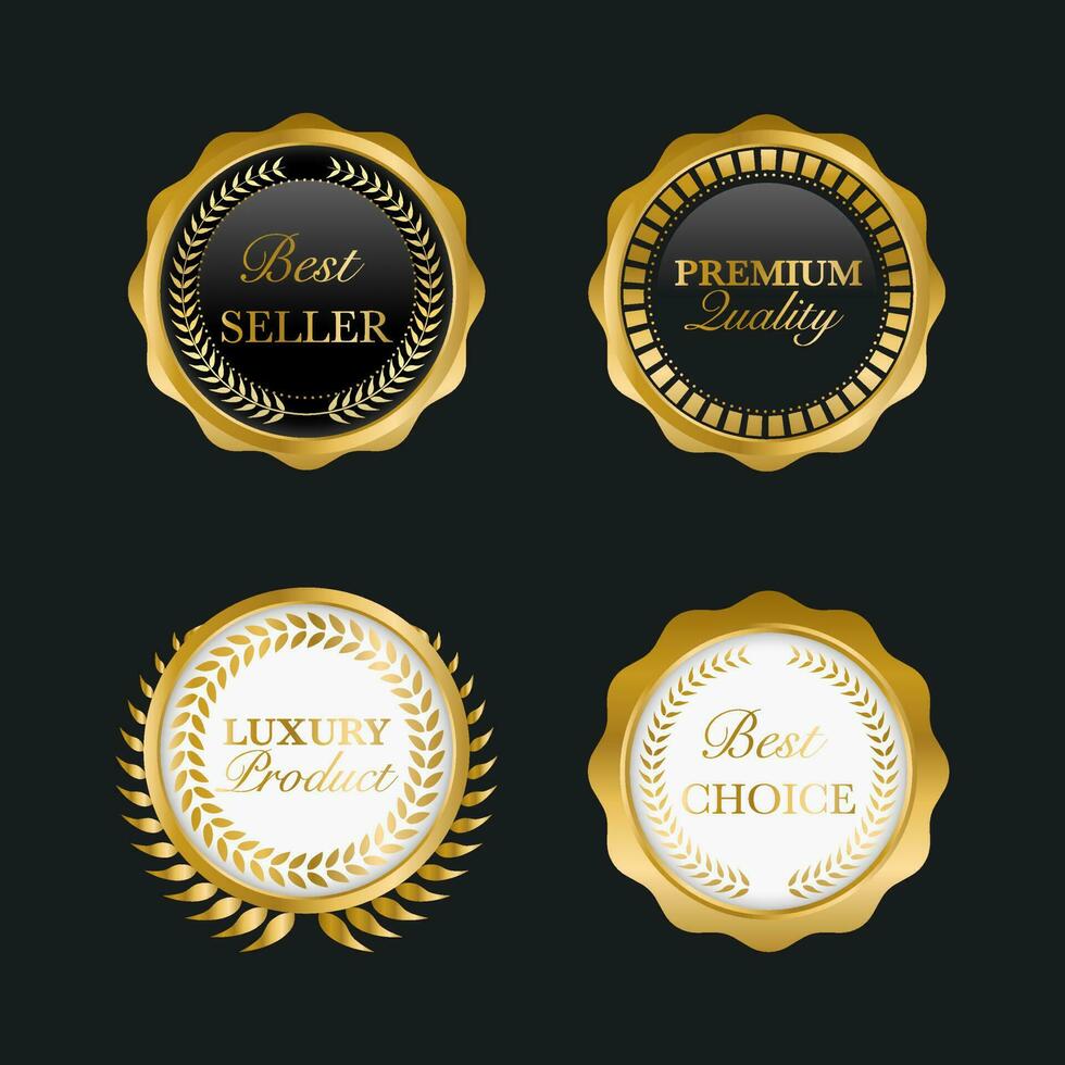 Luxury gold badges and labels premium quality product vector
