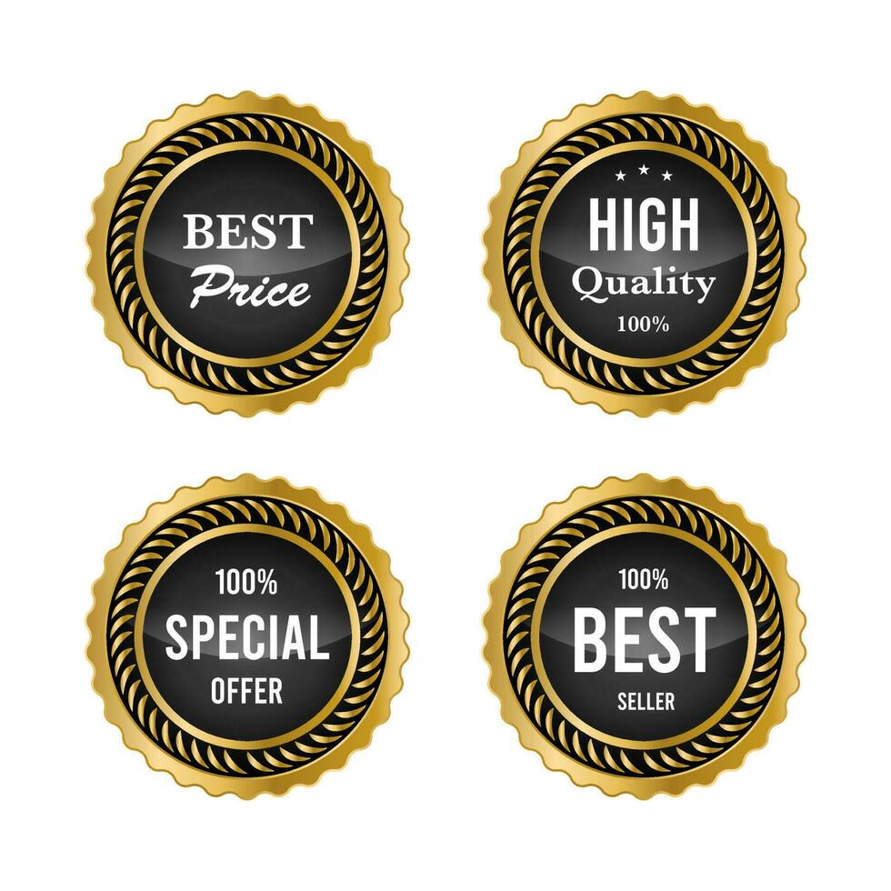 Luxury gold badges and labels premium quality product. vector