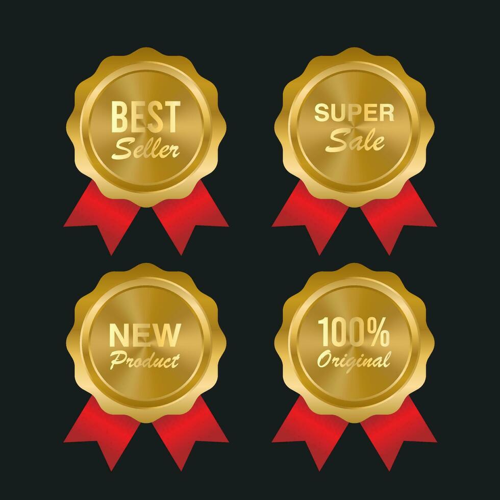 Luxury gold badges and labels premium quality product vector