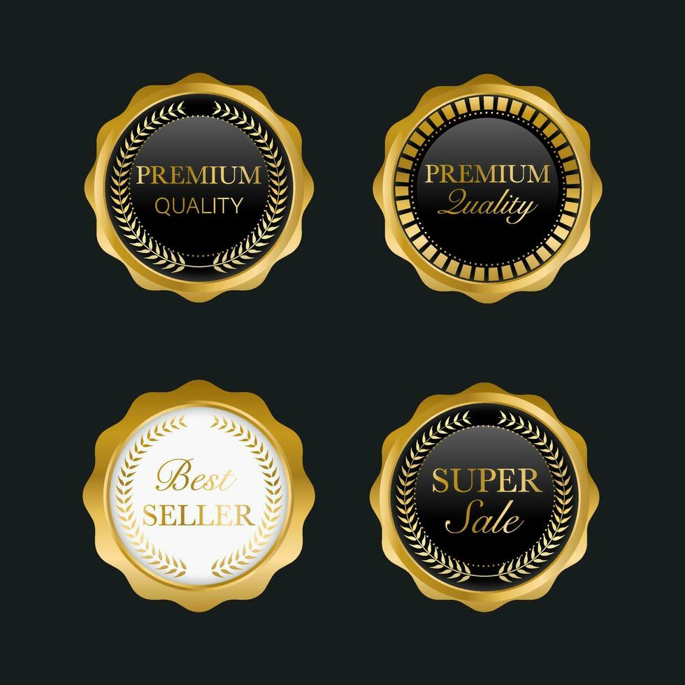 Luxury gold badges and labels premium quality product vector